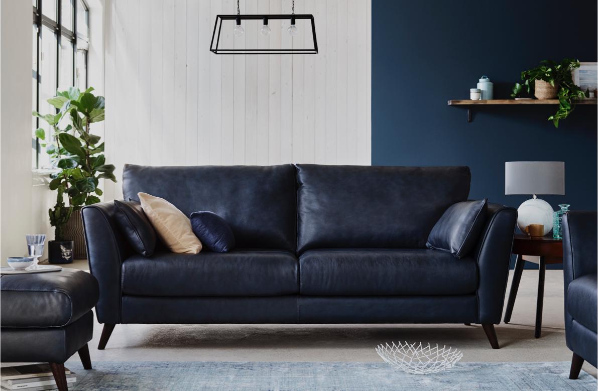 Ultra modern blue leather sofa