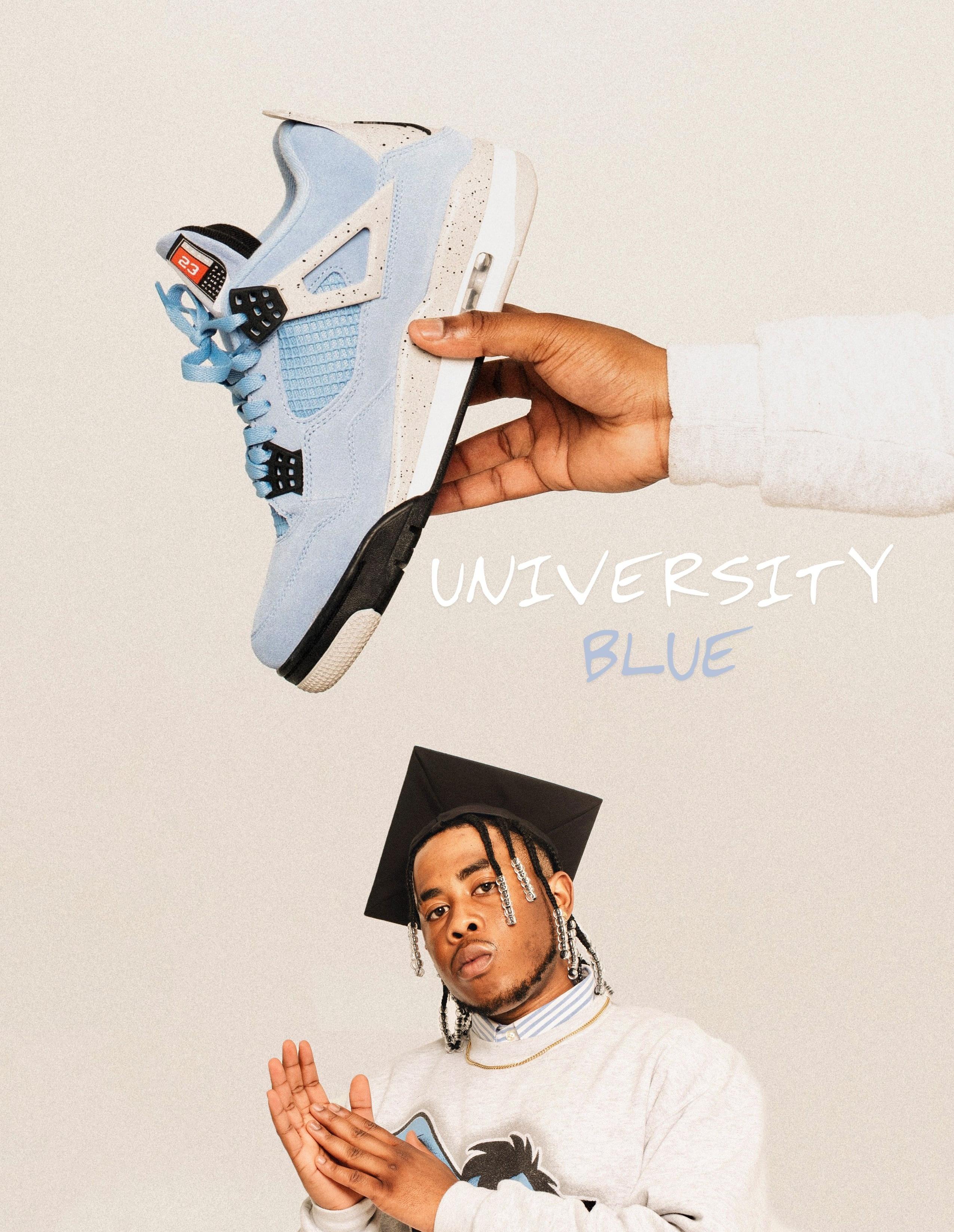  Jordan 4 Retro "University Blue" University Blue/ Black/ White Men's & Kids' Basketball Shoe