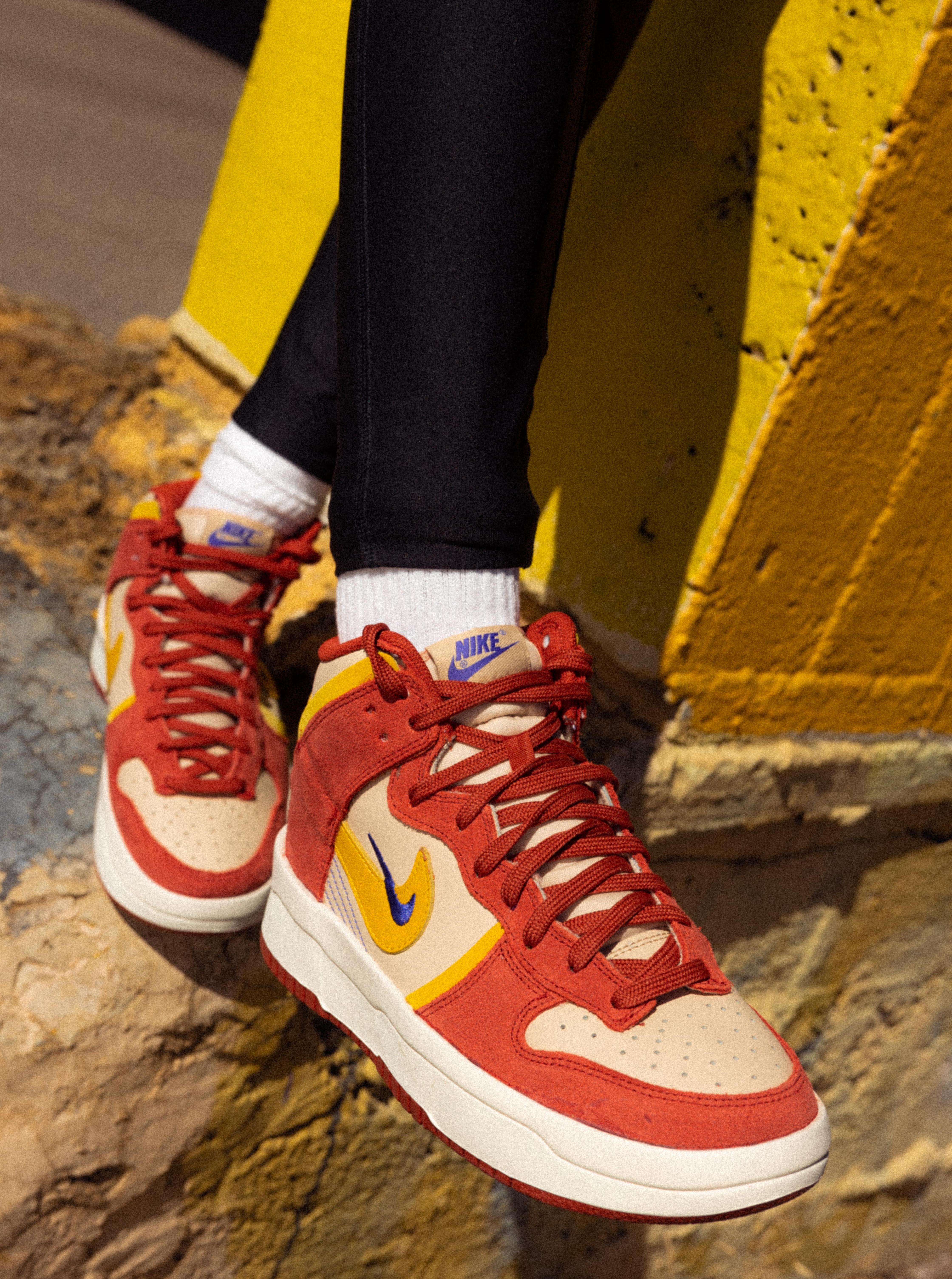 Nike Dunk High Up "Cinnabar/Yellow Ochre/Sanddrift" Women's Shoe