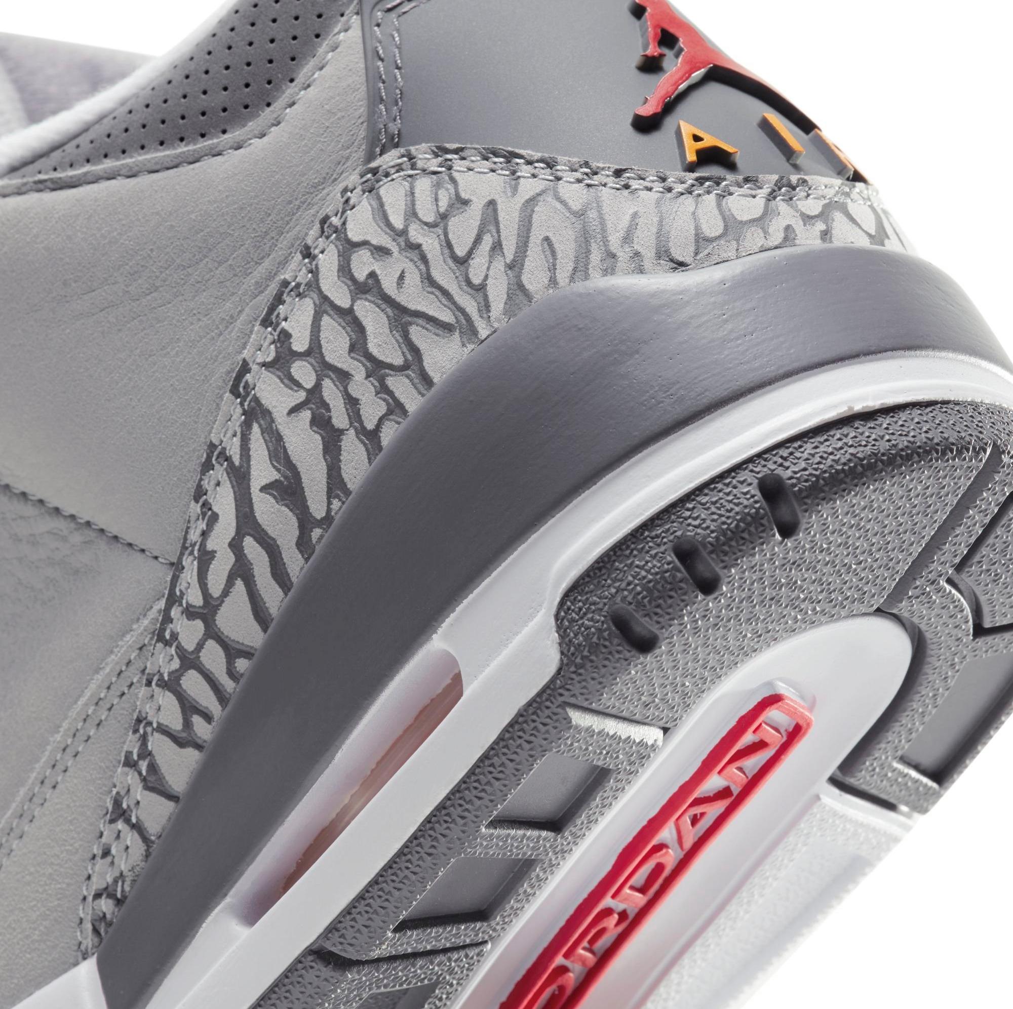 Jordan 3 Retro "Cool Grey" Silver/Sport Red/Orange Men's and Kids' Shoe