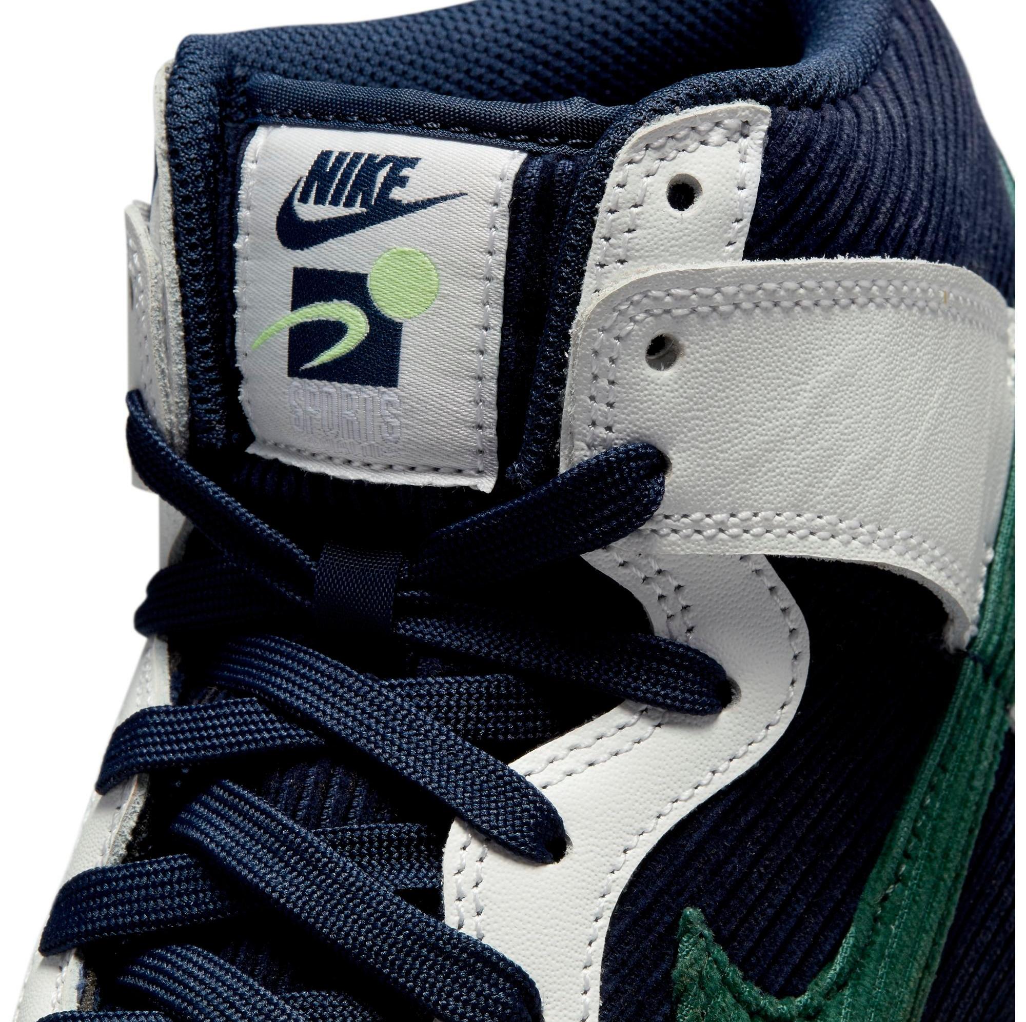 Shoe Tongue Nike Dunk High EMB "Sports Specialties" College Navy/Noble Green Men's Shoe Launching 9/10