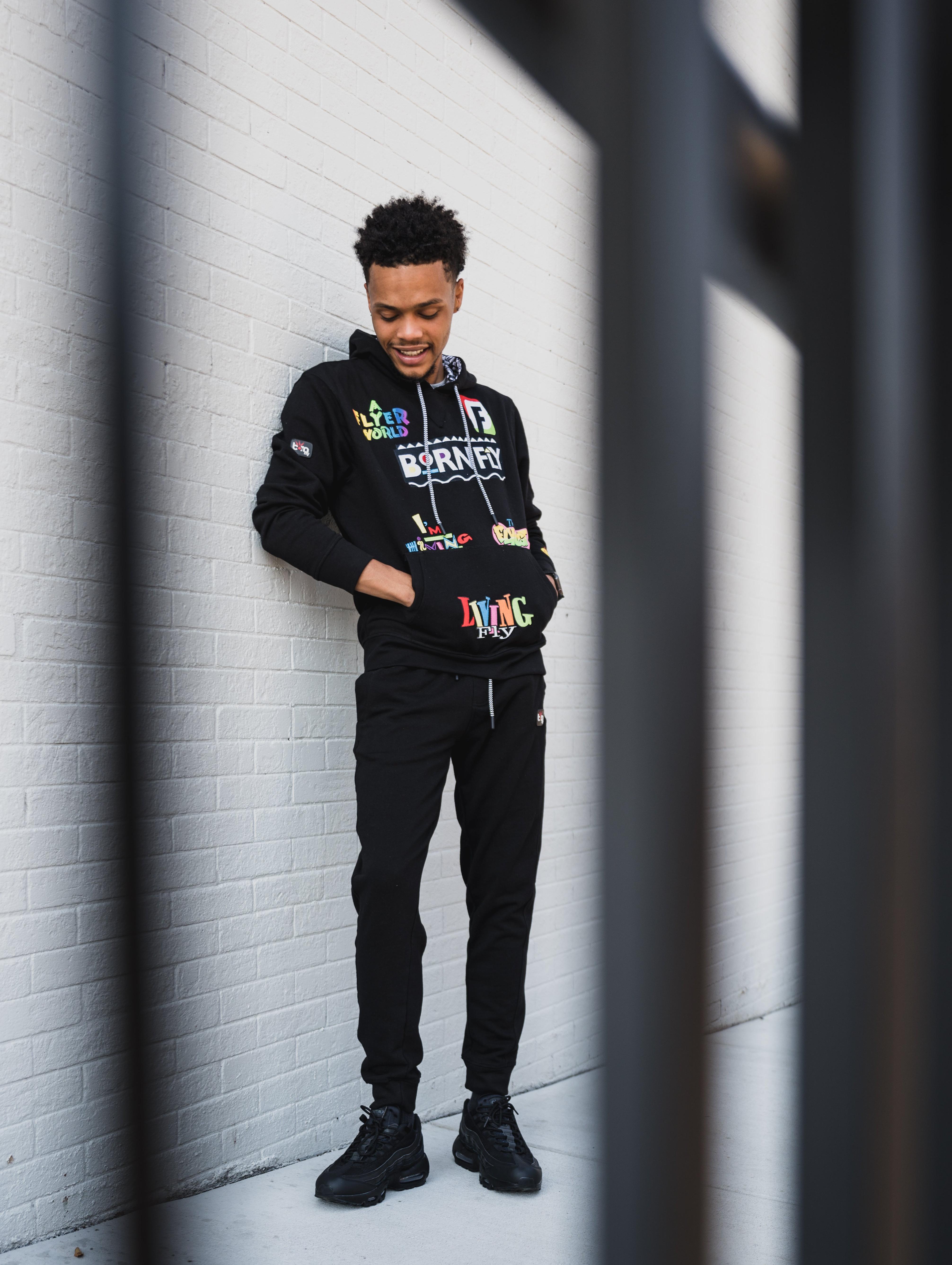Men's Black Born Fly Sweat Set