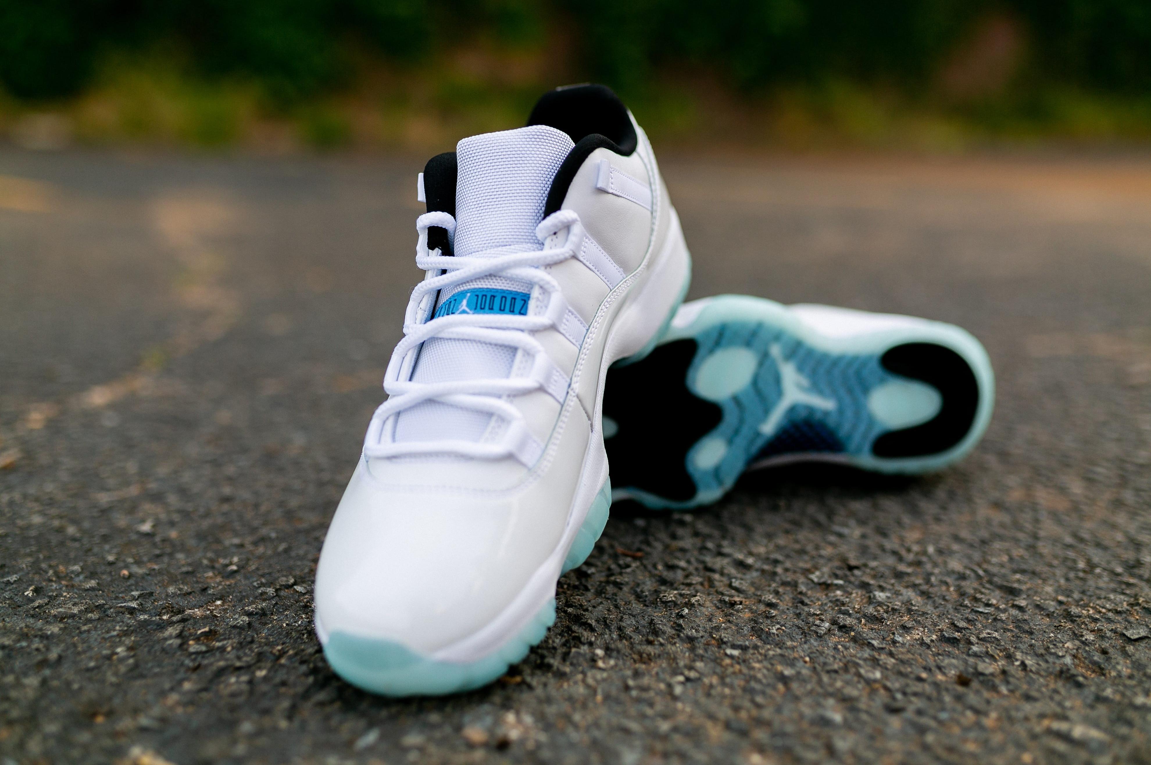 Jordan 11 all shop white with baby blue