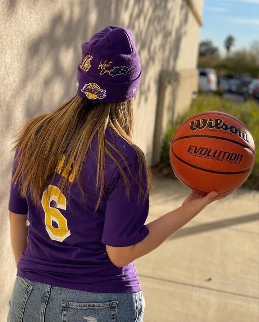 LeBron James Lakers Shirt, Lakers Hat, and Wilson Basketball