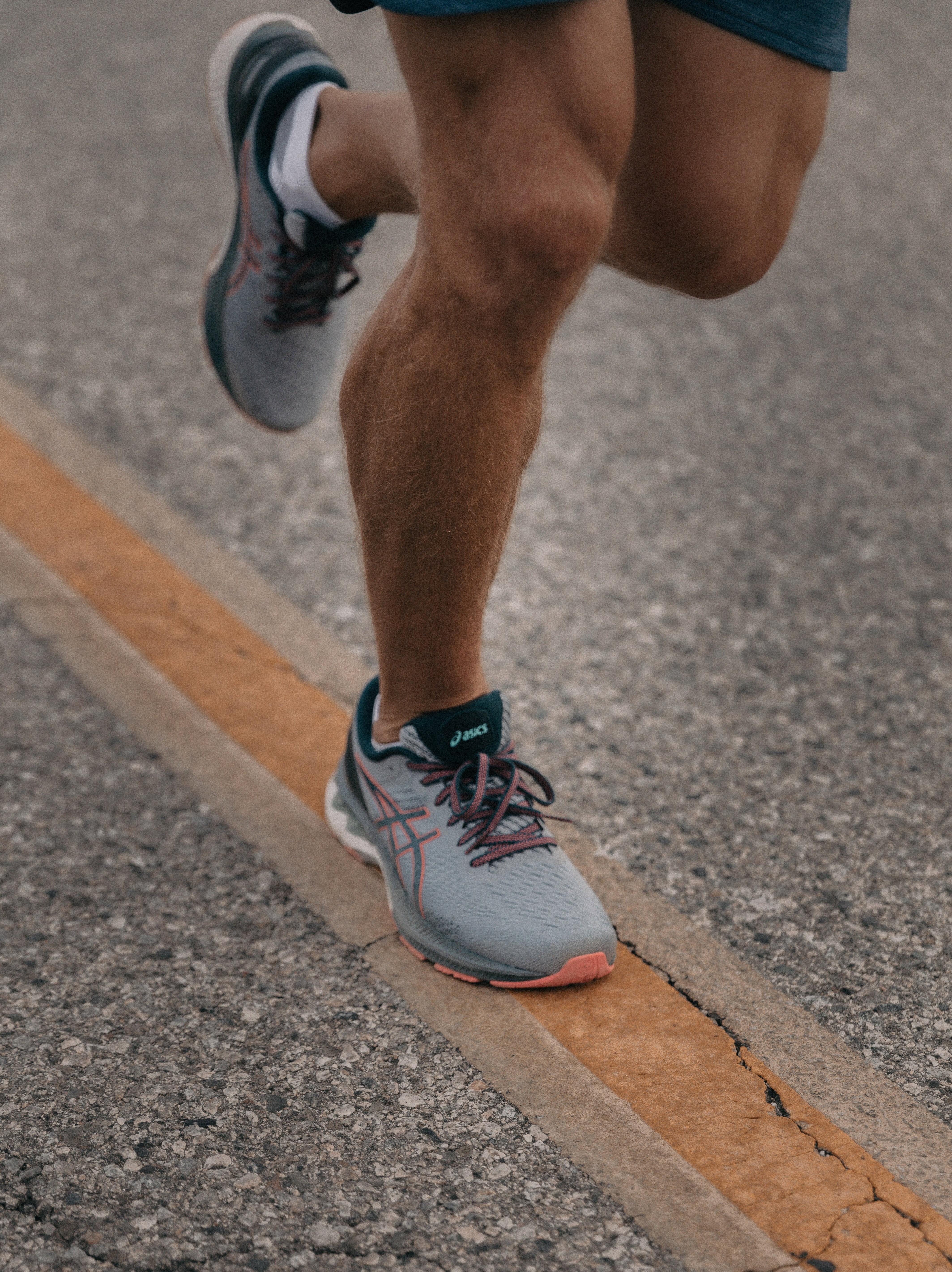 Grey Asics running shoes