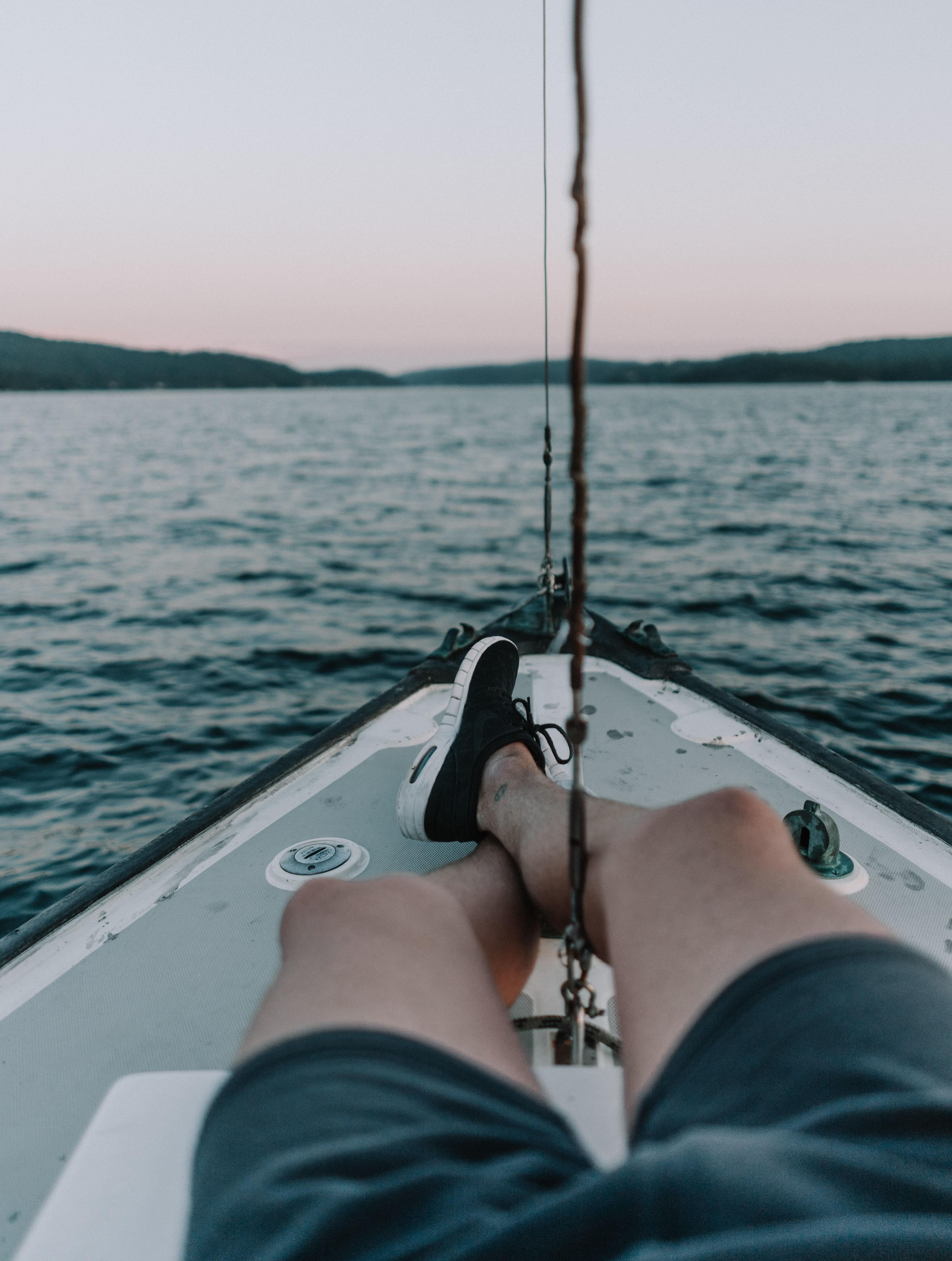 Black shoes on boat