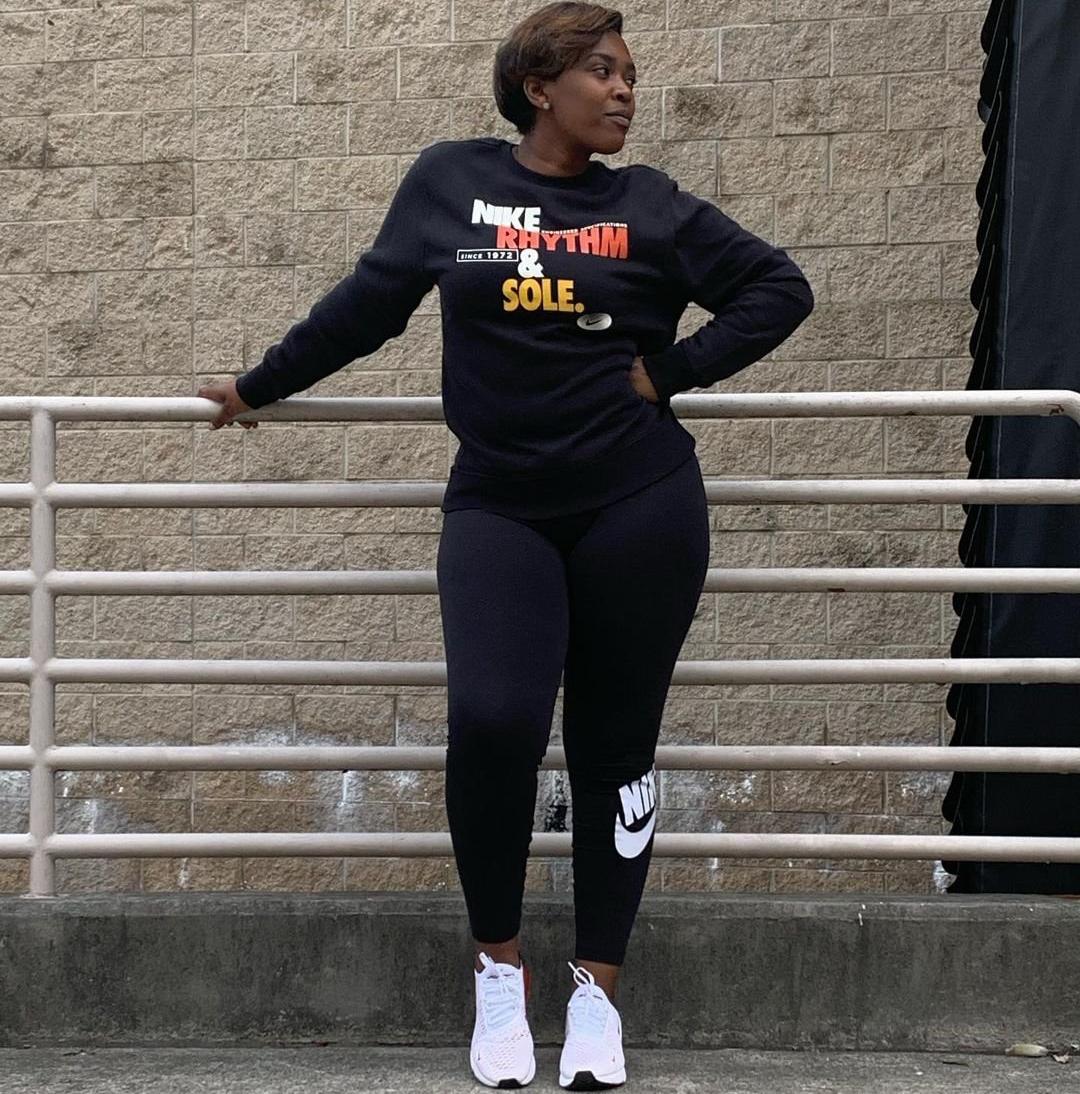 Woman in Nike fleece