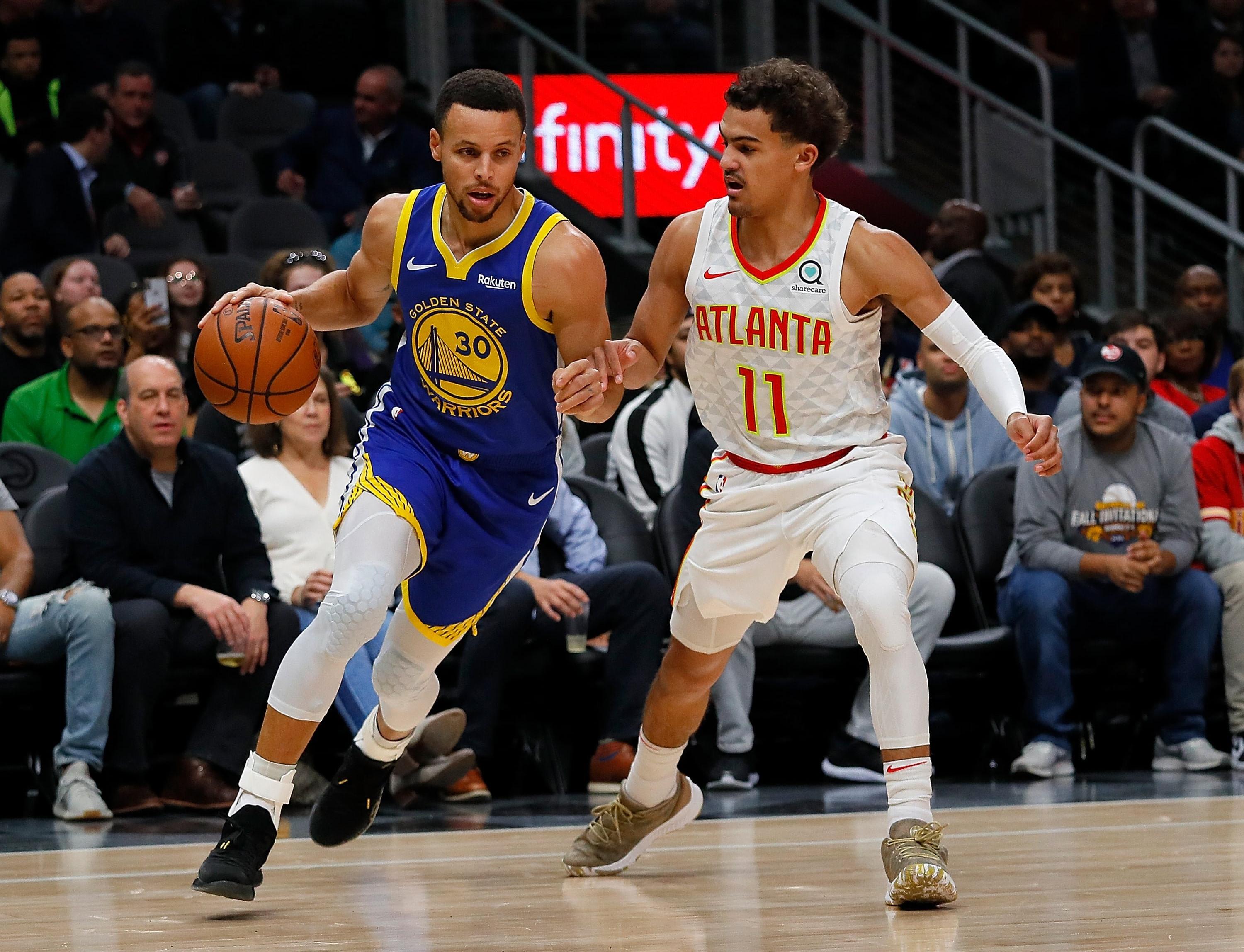 Trae Young and Steph Curry