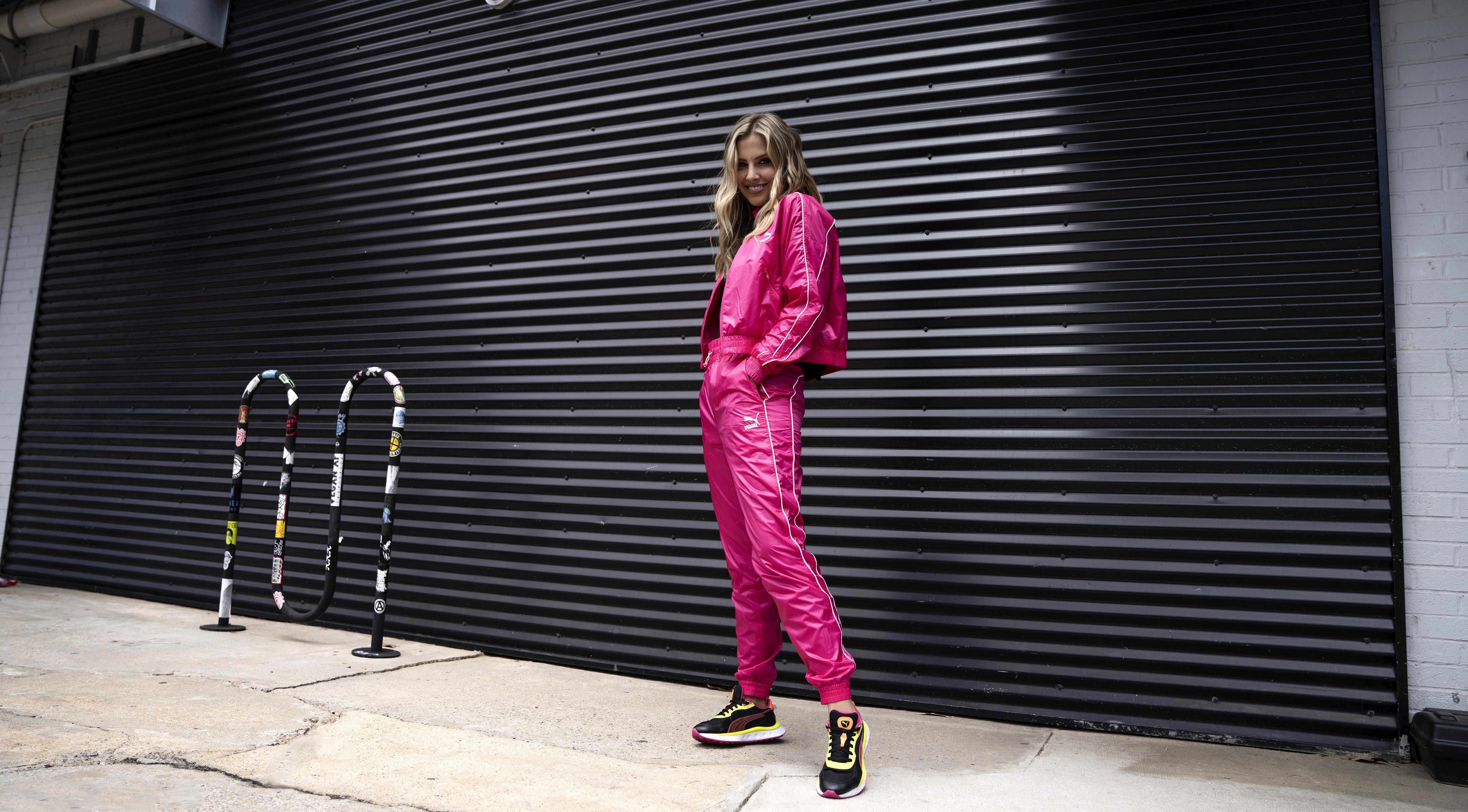 Women in Pink Puma Tracksuit