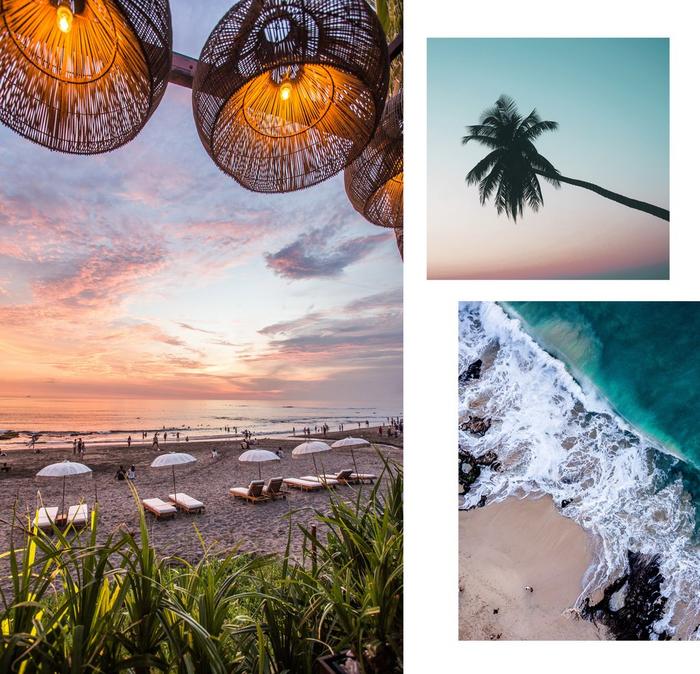 Collage of beach images of Uluwutu, Bali.