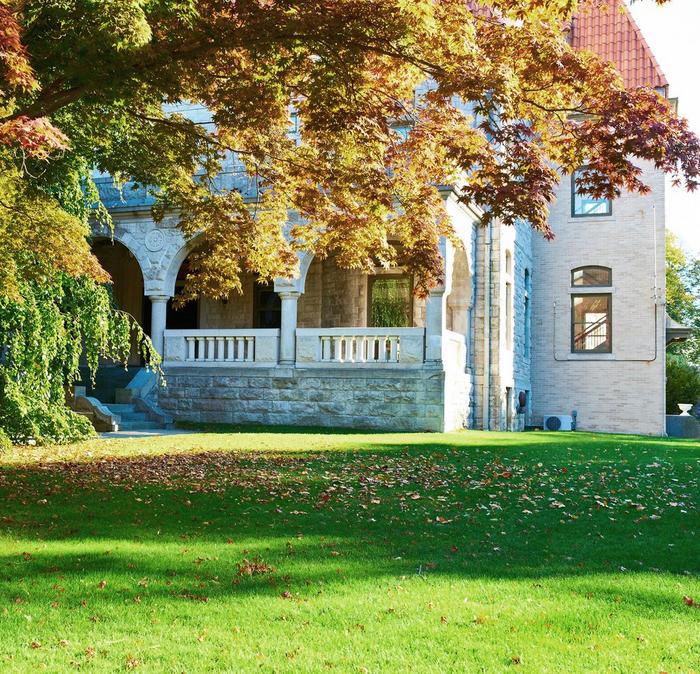 Newport Mansions in Bellevue Avenue, Newport during autumn.