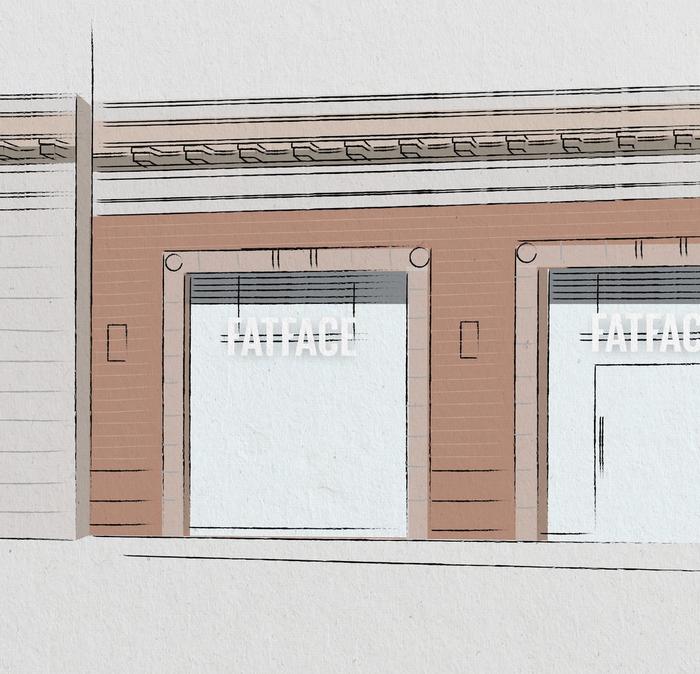 A colourful sketch of a generic FatFace storefront.