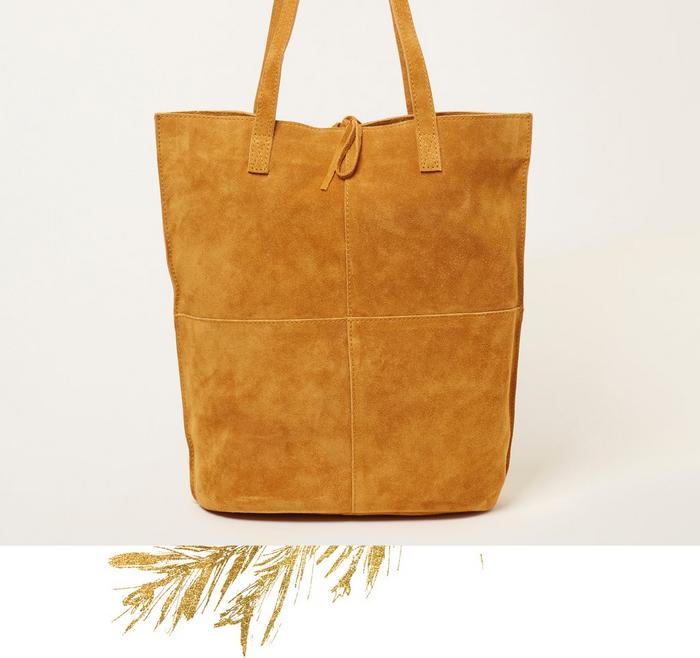 Yellow Sienna Suede Tote bag.