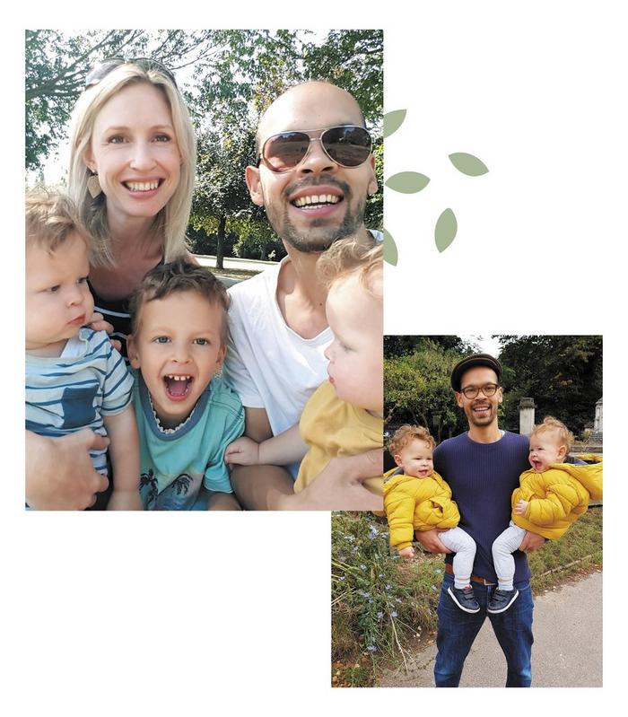 Family photos featuring dad Nathanael, wife Rachael & their 3 young sons.