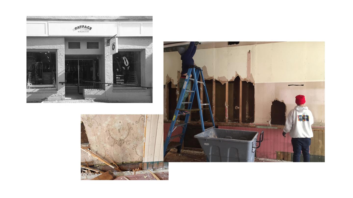 The storefront and the wallpaper being discovered