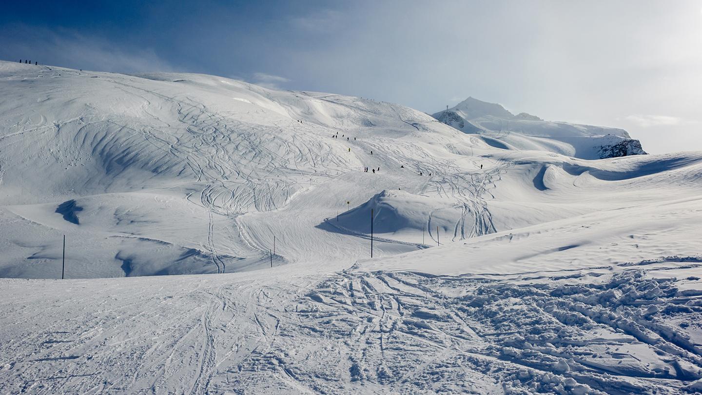 The snowy Val d'Isere ski slopes