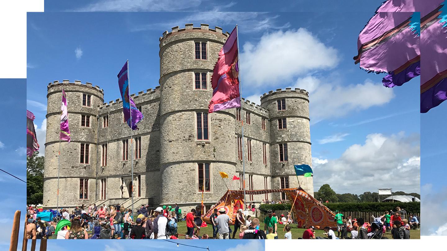 The iconic Lulworth Castle, the setting for Camp Bestival - a great festival for kids, located in Dorset.