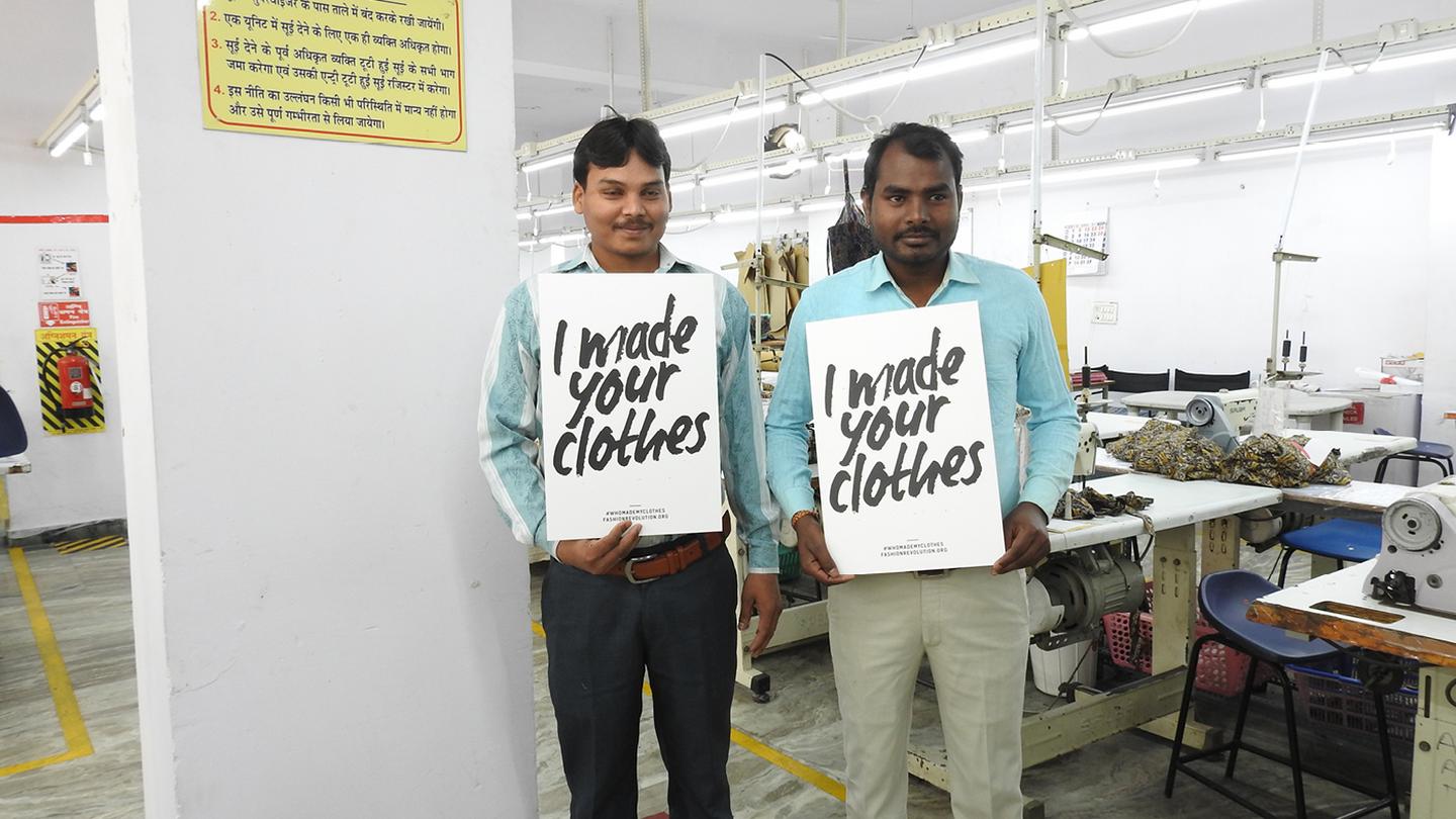 Two of our workers, featured as part of Fashion Revolution to promote transparency in the supply chain