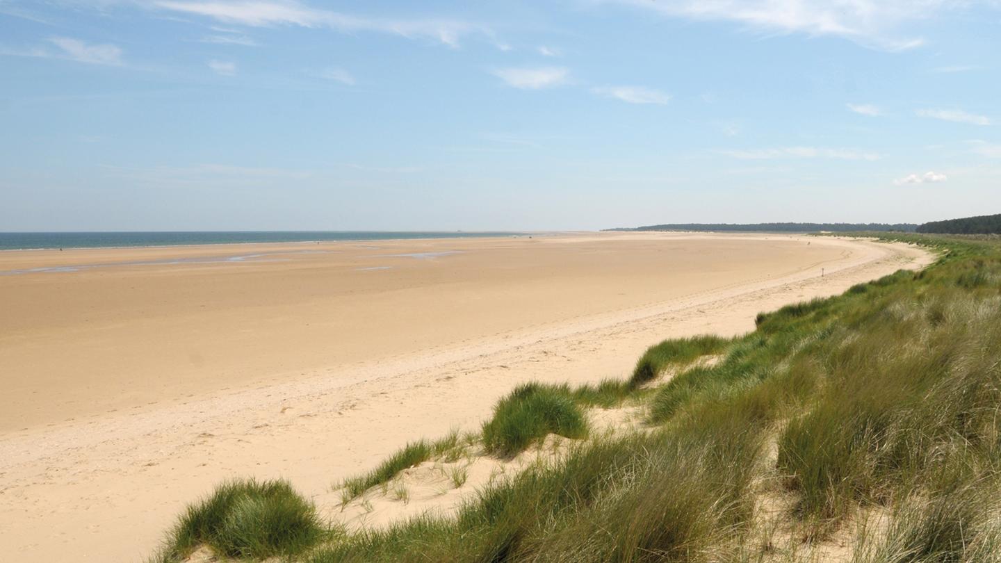 Beautiful beach scenery of Burnham Deepdale, which is located along the North Norfolk Coast