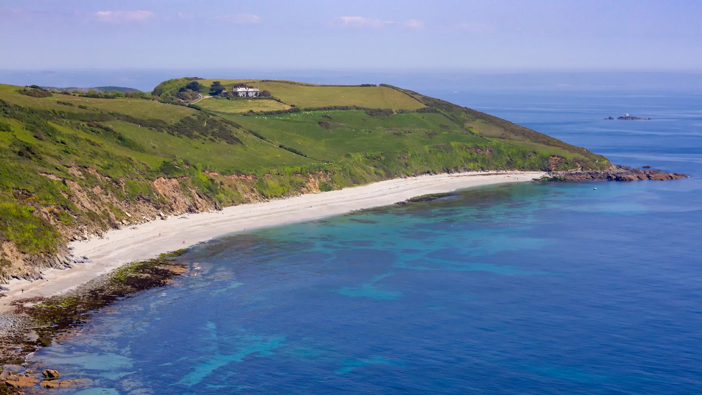 The beautiful Cornish coastline and blue seas of Mevagissey