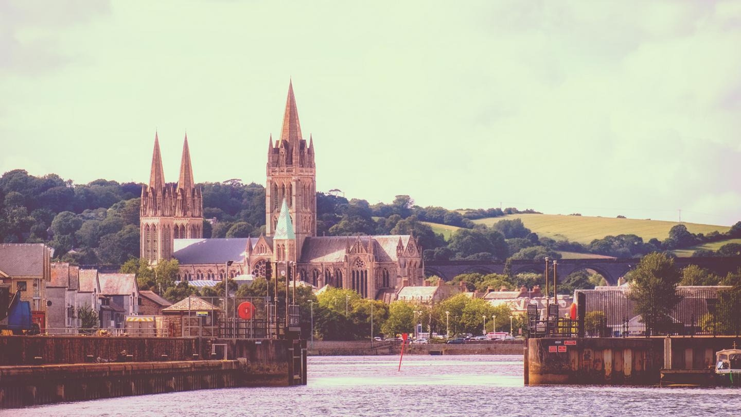 The bustling cathedral city of Truro in Cornwall, with its majestic cathedral and beautiful harbourside