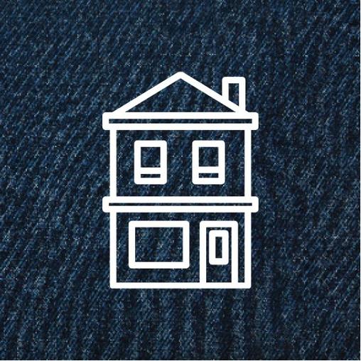 Denim with icon of a house