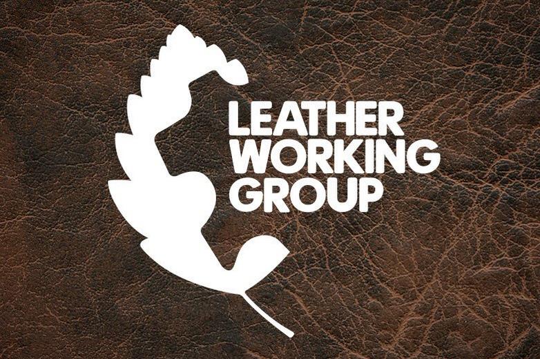 leather background with leather working group logo