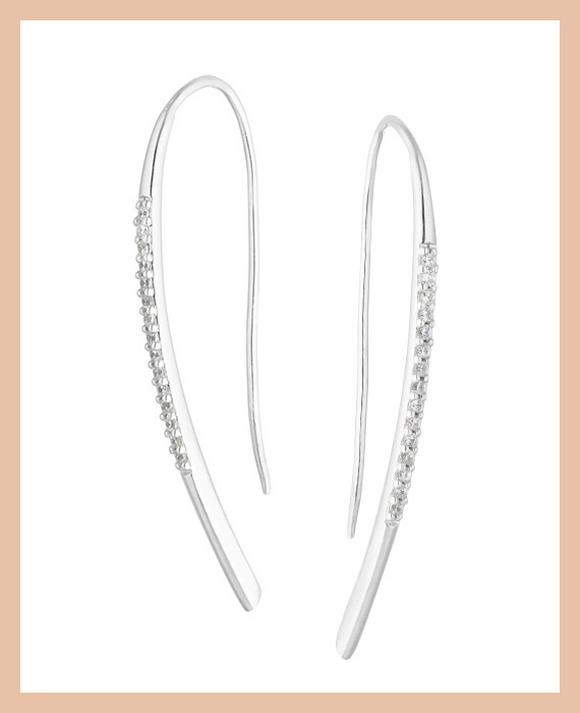 Silver & Cubic Zirconia Point Drop Earrings