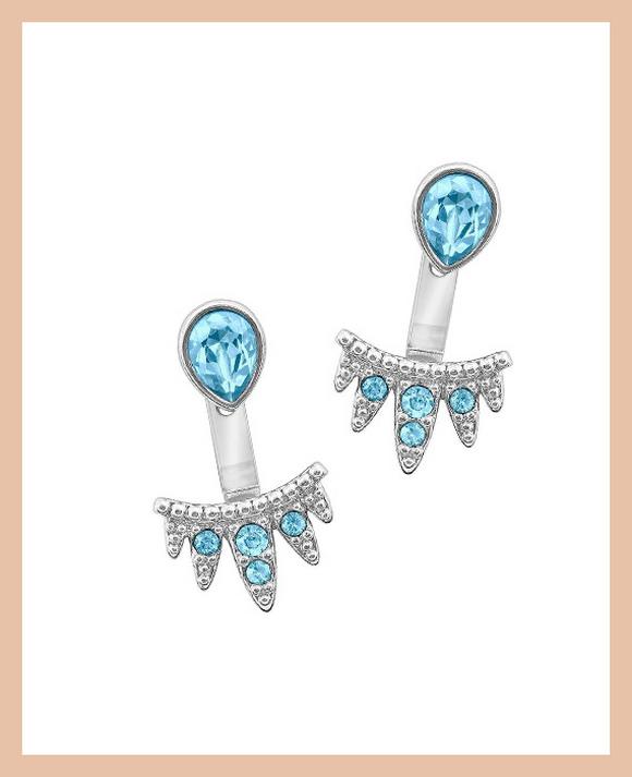 Adore Ladies' Aquamarine Crystal Teardrop Jacket Earrings
