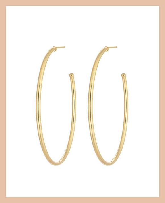 9ct Yellow Gold Skinny 37mm Hoop Earrings