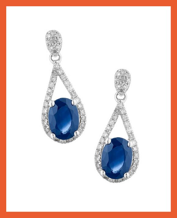 9ct White Gold Sapphire & Diamond Earrings