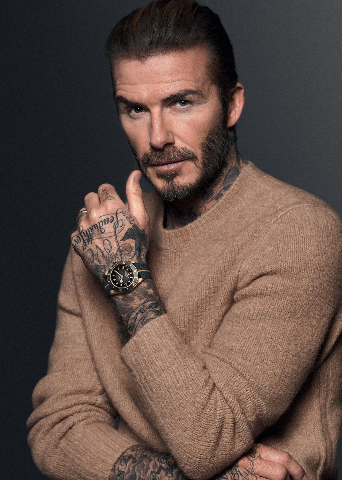 David Beckham with a Tudor watch on his wrist