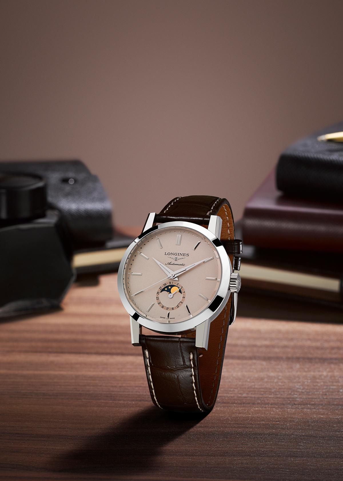 A New Chapter in the Longines 1832 Iconic Tale. The Longines 1832 Moonphase Men's Brown Leather Strap Watch with a unique moon-phase feature.
