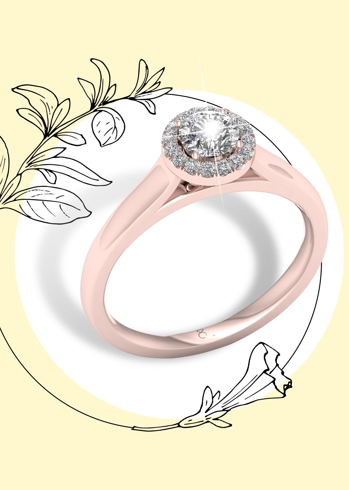 The Diamond Story 18ct Rose Gold 0.33ct Round Halo Ring