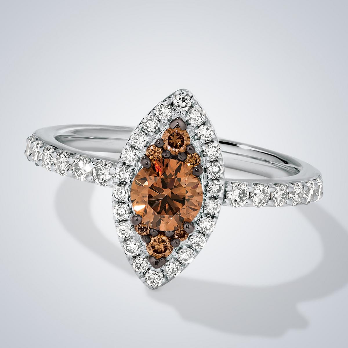 Pear shape Chocolate and Silver Le Vian ring