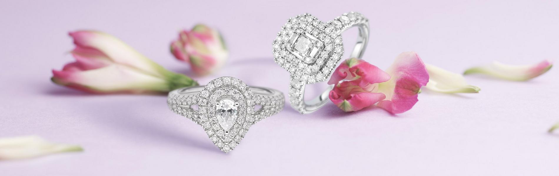 engagement rings floral display