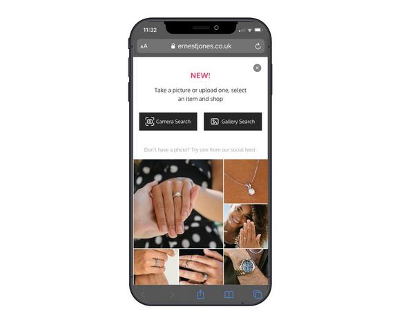 Take a photo of a piece or collection of jewellery, or upload a saved pic into the Visual Search tool.