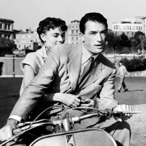 Audrey Hepburn and Gregory Peck in film Roman Holiday