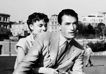 Audrey Hepburn and Gregory Peck in film Roman Holiday