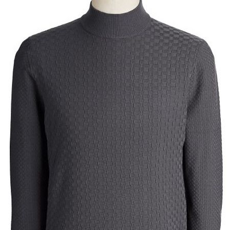 Textured grey mockneck knit