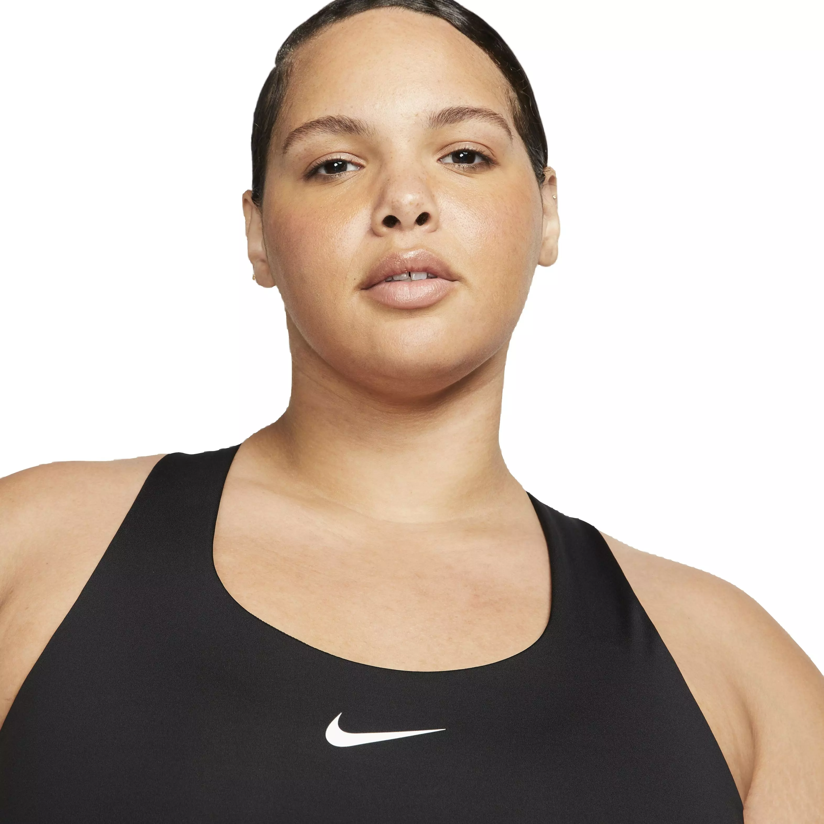 Nike Women's Dri-FIT Swoosh Padded Medium Support Sports Bra Tank - BLACK