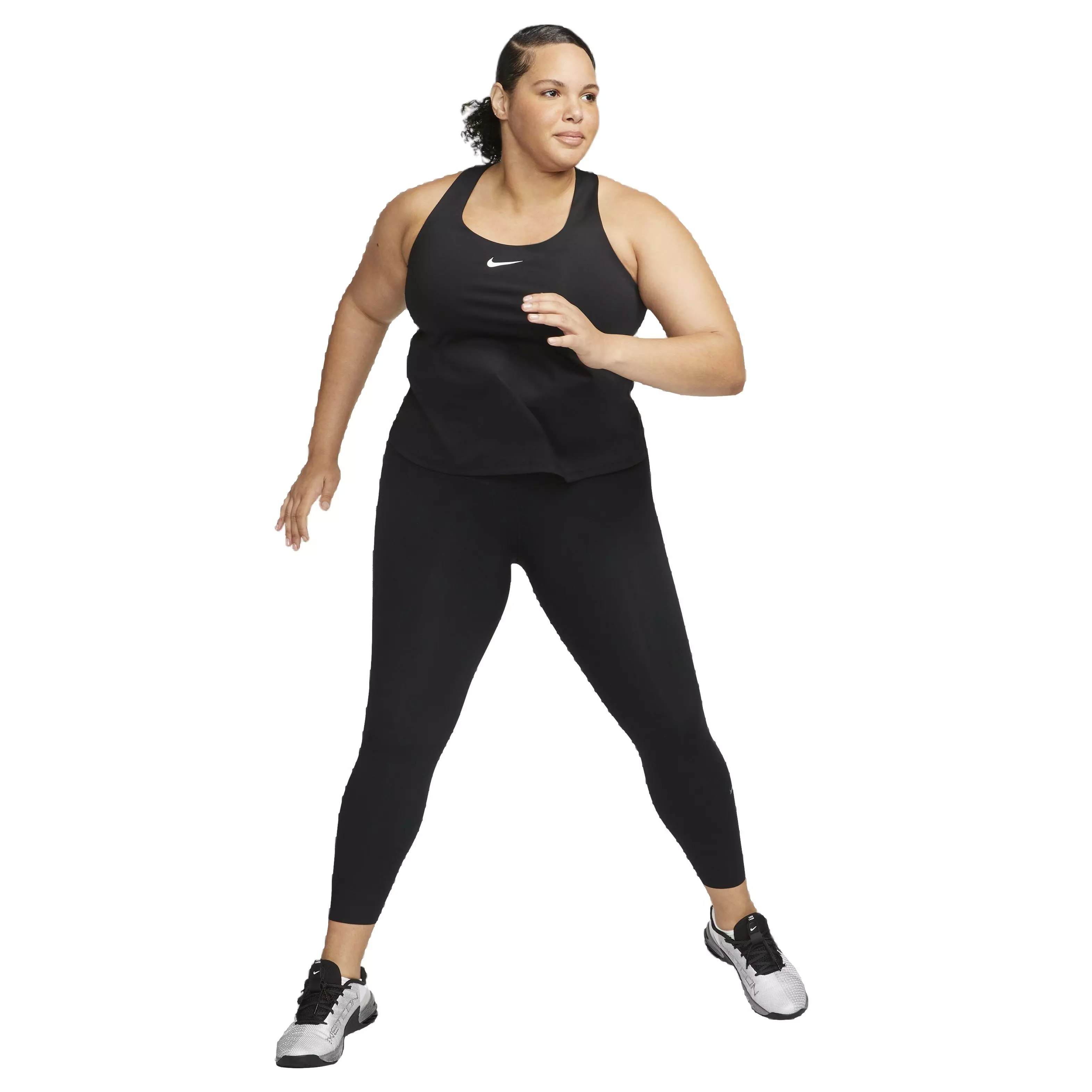 Nike Women's Dri-FIT Swoosh Padded Medium Support Sports Bra Tank - BLACK