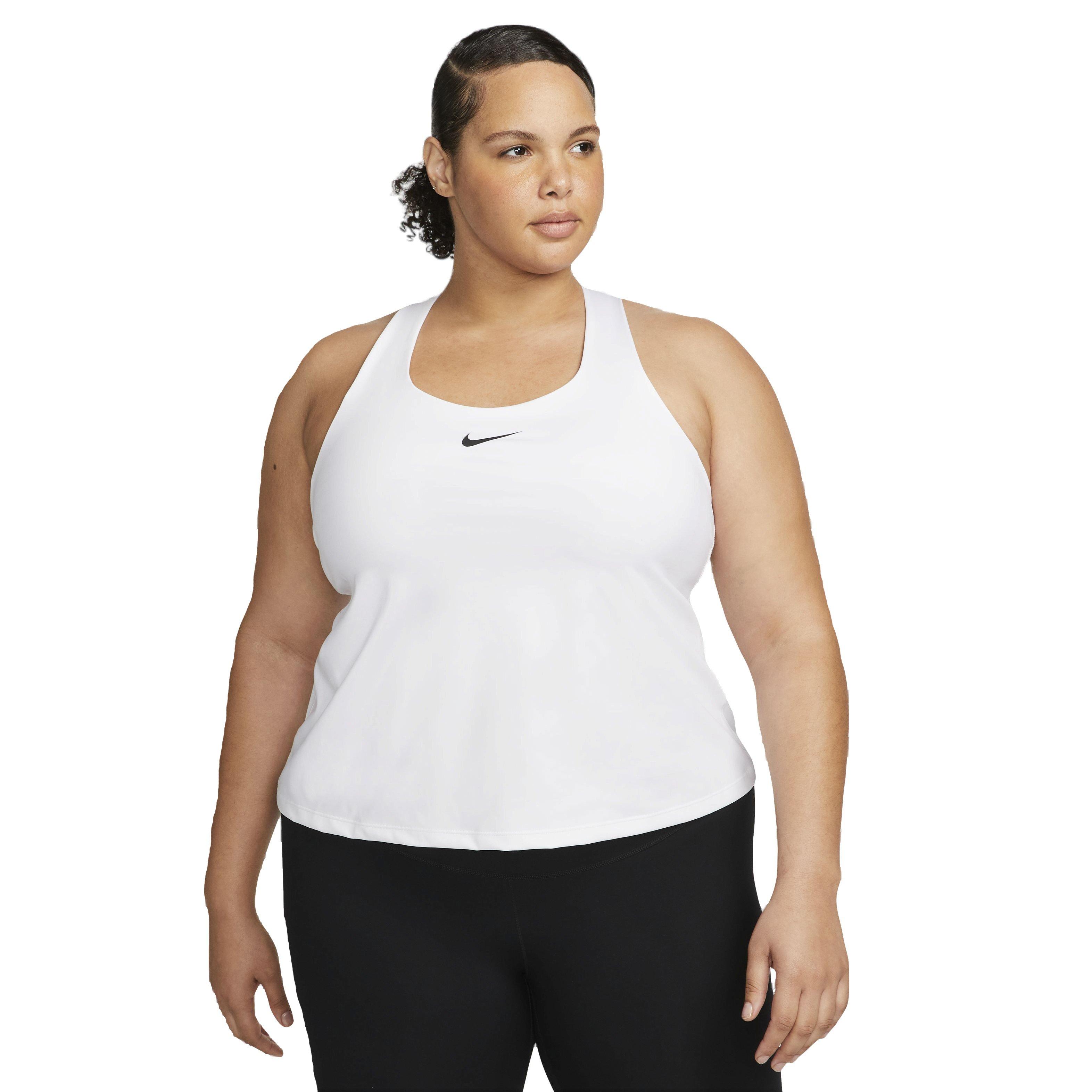 Nike Women's Dri-FIT Swoosh Padded Medium Support Sports Bra Tank - WHITE Thumbnail View 1