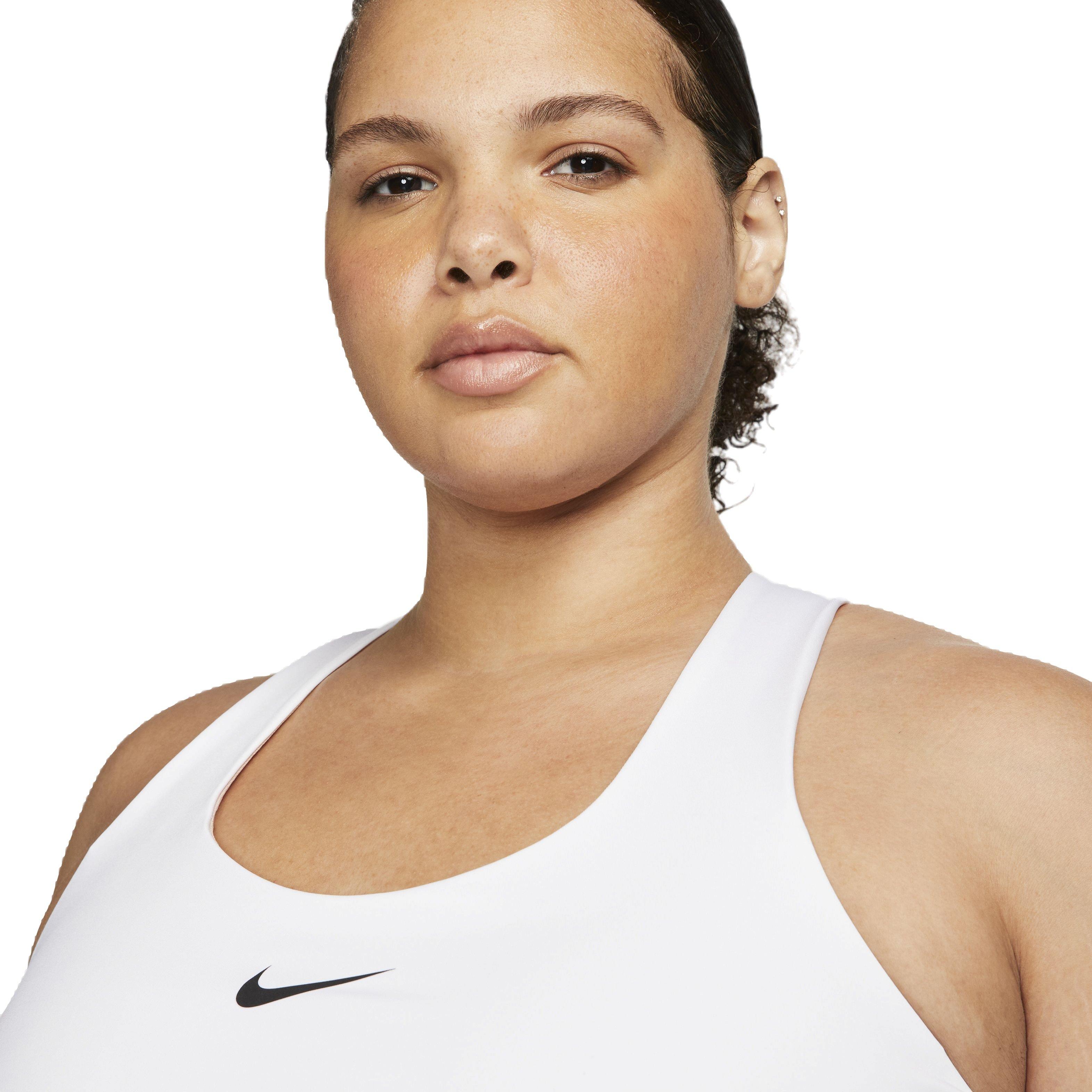 Nike Women's Dri-FIT Swoosh Padded Medium Support Sports Bra Tank - WHITE Thumbnail View 3