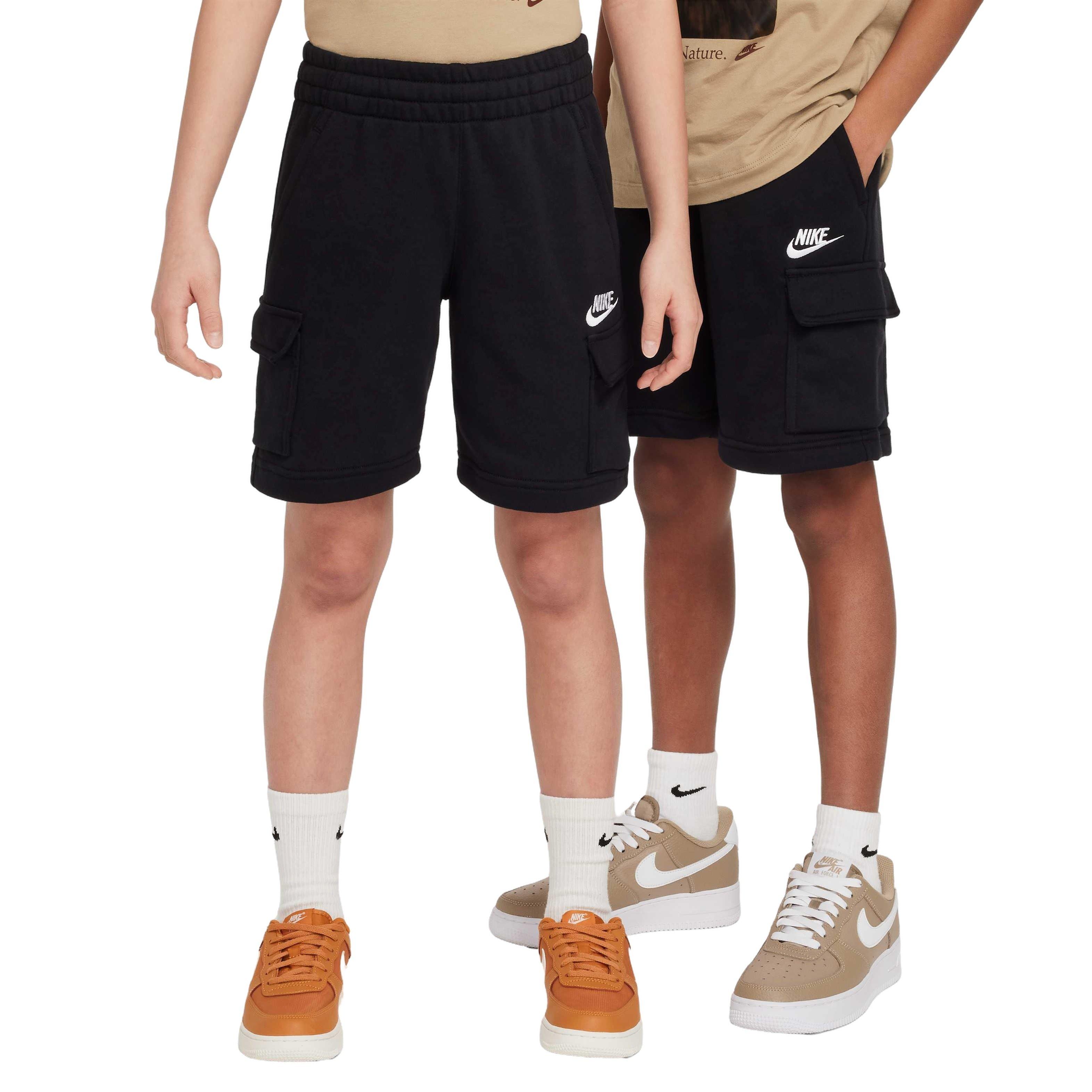 Nike Big Kids' Sportswear Club French Terry LB Cargo Shorts - BLACK