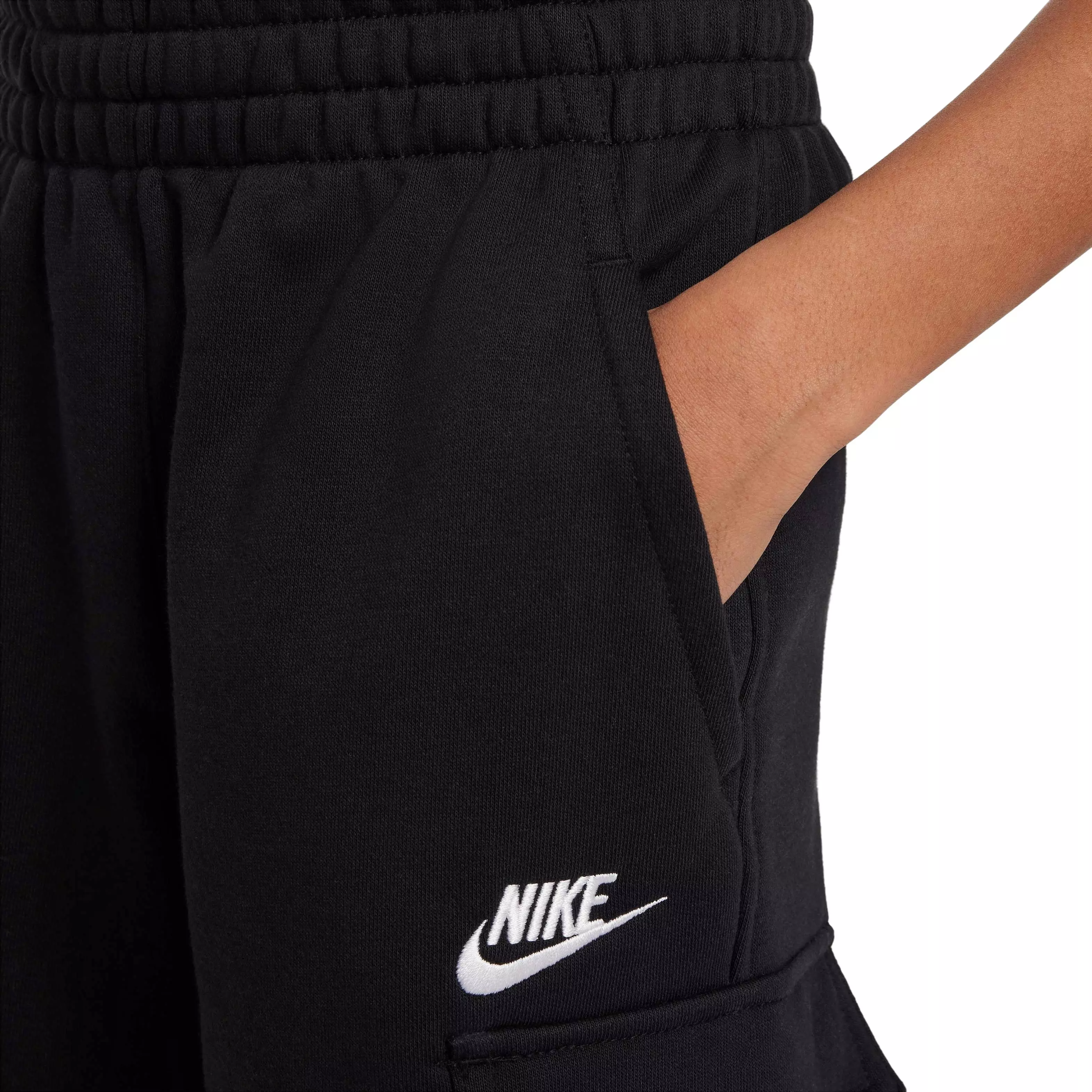 Nike Big Kids' Sportswear Club French Terry LB Cargo Shorts - BLACK