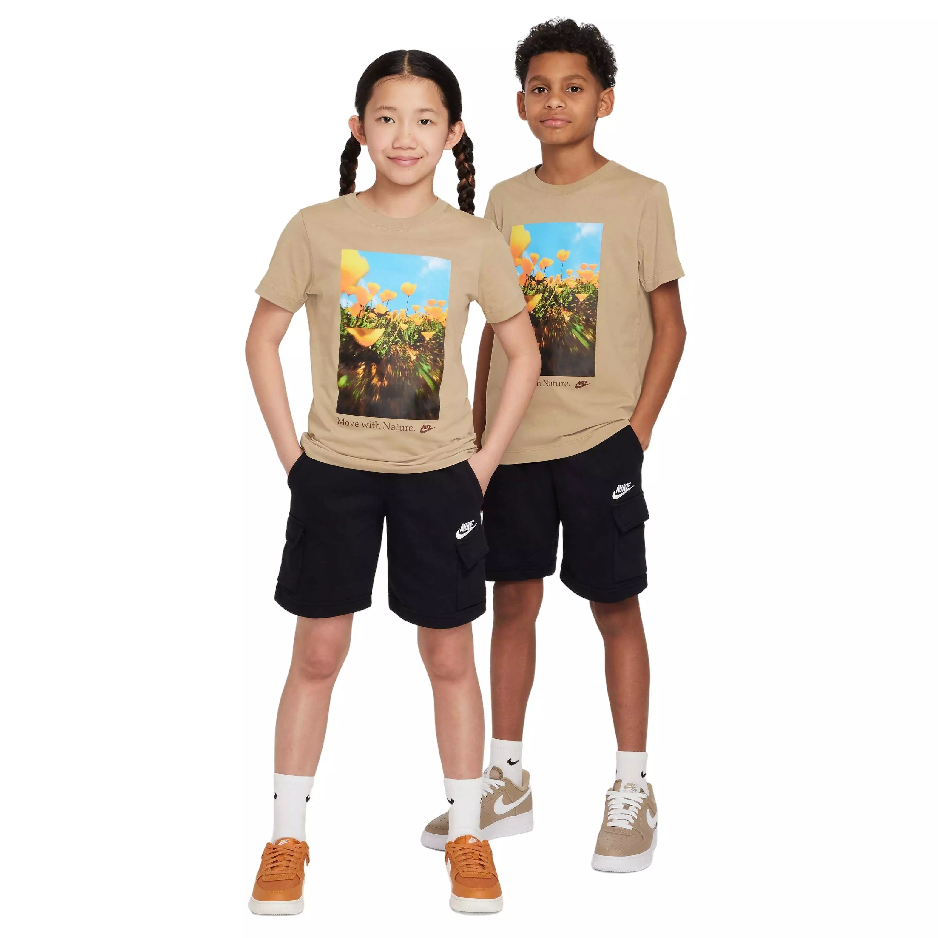 Nike Big Kids' Sportswear Club French Terry LB Cargo Shorts - BLACK