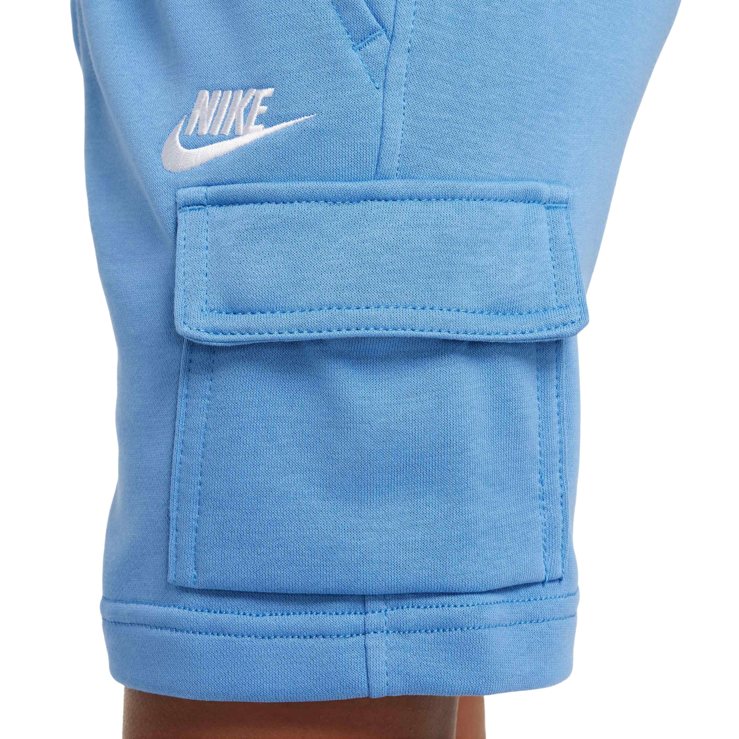 Nike Big Kids' Sportswear Club French Terry LB Cargo Shorts - BLUE Thumbnail View 7