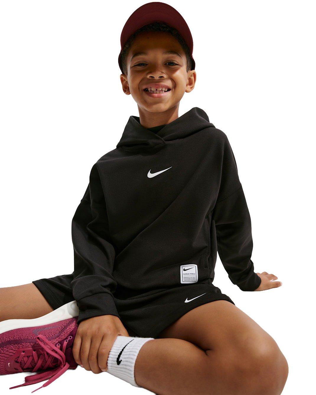 Nike Pro Dri-FIT Fleece Big Boys' Black Pullover Hoodie