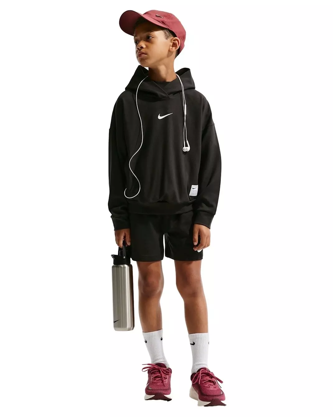 Nike Big Boys' Pro Dri-FIT Fleece Pullover Hoodie - Black - BLACK